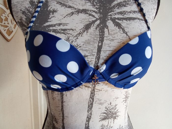 maillots de bain 2 pièces femme, marine, bleu, blanc, taille S ou 36,38 - photo numéro 3