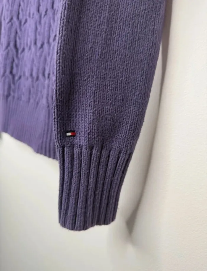 💜 Magnifique Pull col Bateau Tommy Hilfiger / violet Torsadé - T/S - photo numéro 6