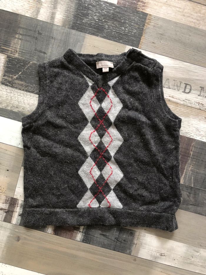Pull sans manche grain de blé 18 mois