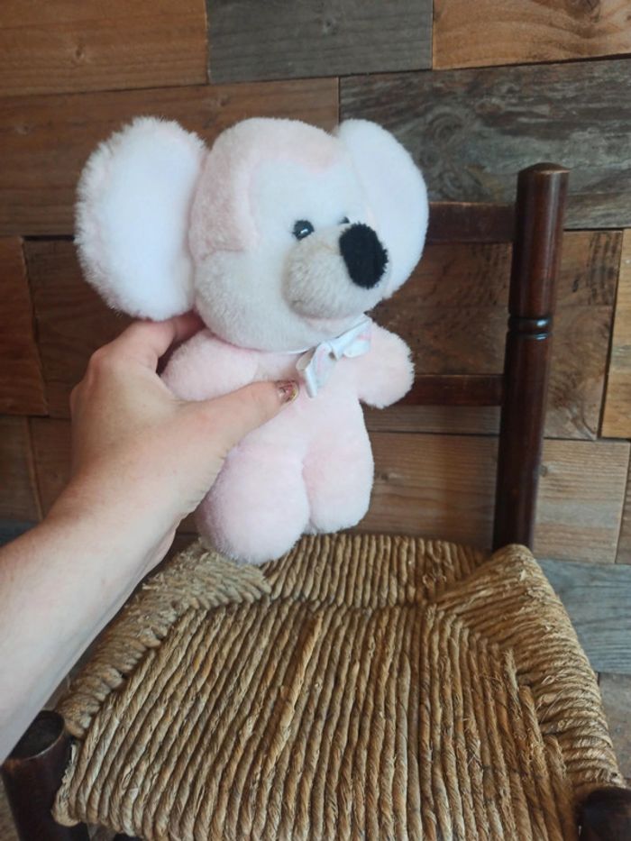 peluche souris rose hochet Nounours vintage tbe - photo numéro 6