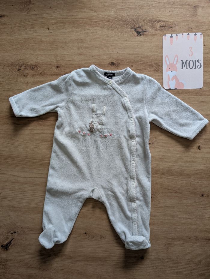 Pyjama grenouillère gris, 3 mois, Kiabi
