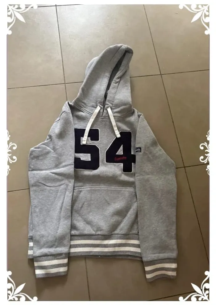 Sweat à capuche gris chiné "54" - Superdry - Taille XL - photo numéro 3