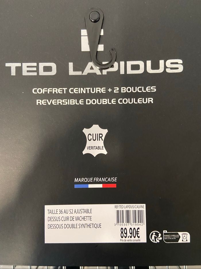 Ceinture homme neuf ted lapidus neuf,réversible avec 2 boucles de ceinture différentes - photo numéro 2