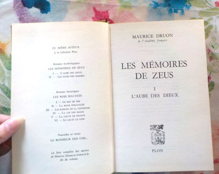 LES MEMOIRES DE ZEUS T1&2 en un volume de Maurice DRUON Ed. Plon 1967 - photo numéro 5
