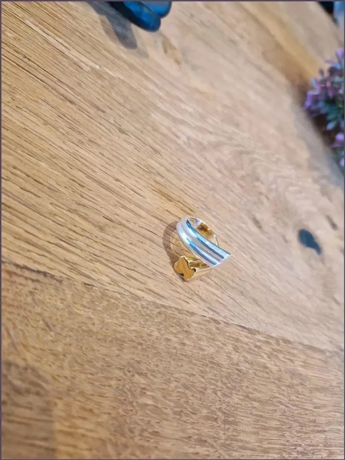 Bague bicolore - argentée et dorée - coeur et ourson - argent Sterling S925 - photo numéro 5