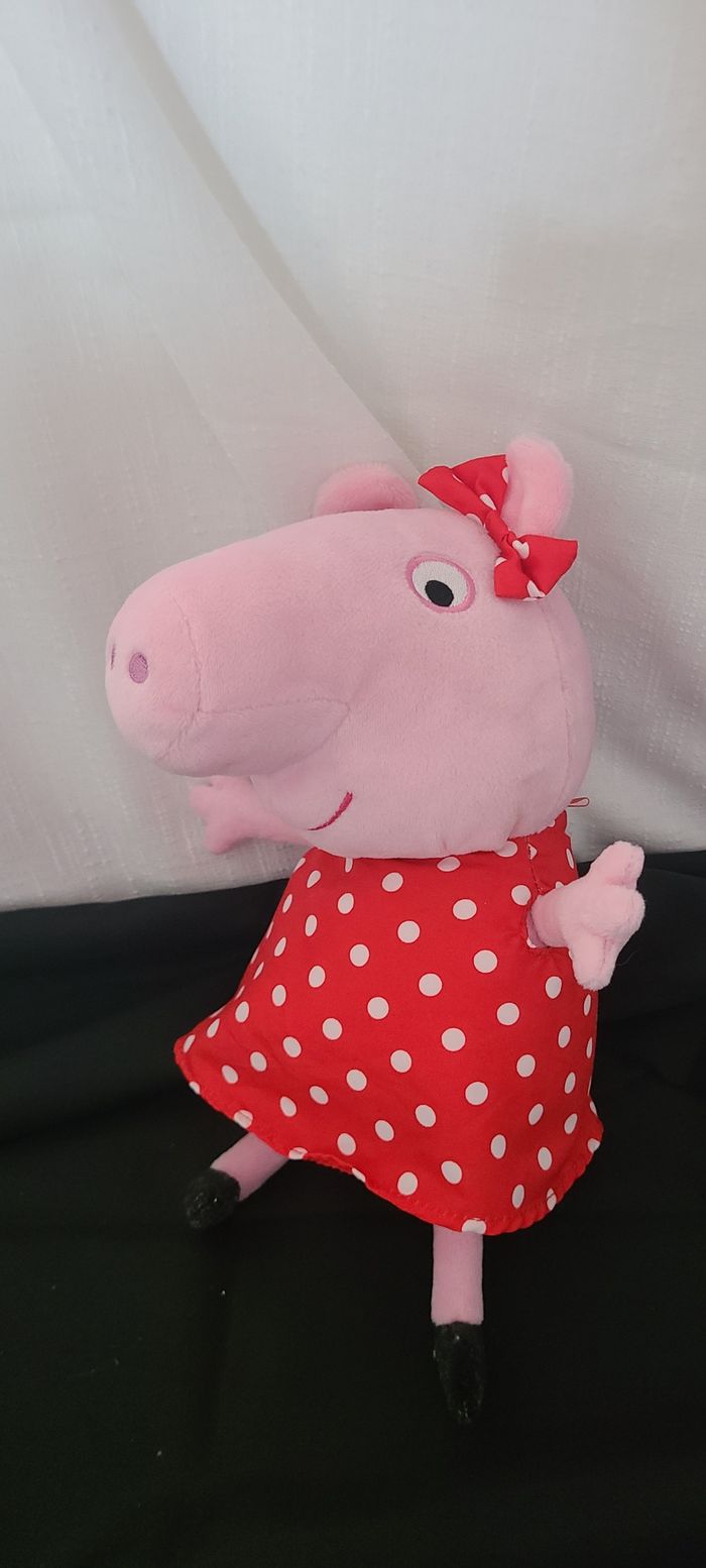 Doudou cochon rose rouge pois PEPPA PIG 28 cm