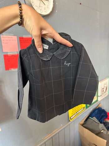 Blouse noir à carreaux