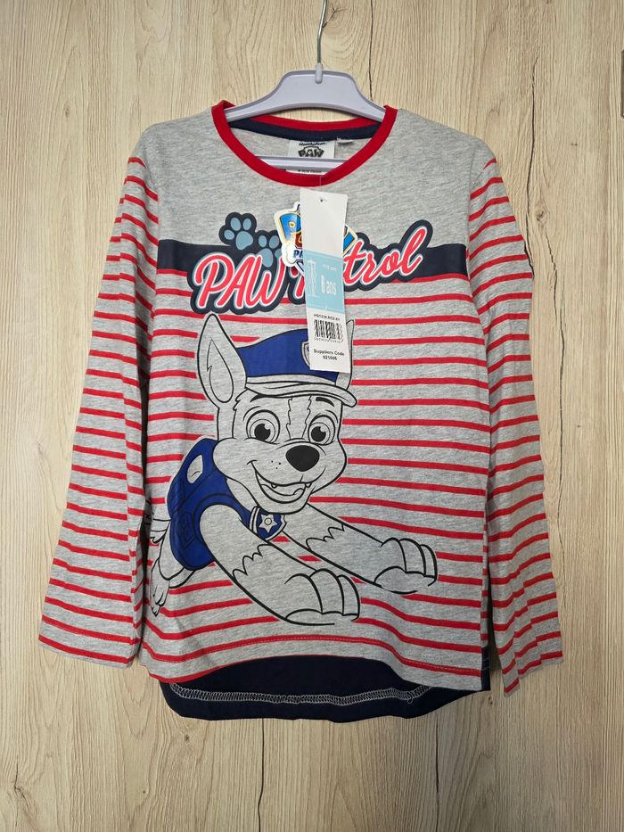 TEE-SHIRT MANCHE LONGUE GARÇON PAW PATROL NICKELEDEON CHASE NEUF AVEC ÉTIQUETTE DESSUS  taille 6ans