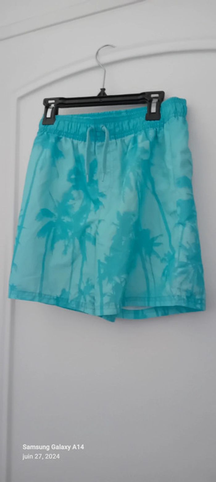 Short de bain motif palmiers turquoise garçon 12 ans kiabi - photo numéro 4