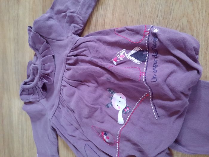 Ensemble robe/tunique + legging violet "Marèse" 3 mois - photo numéro 2