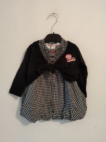 ensemble robe carreaux + bolero Jean Bourget fille 12 mois