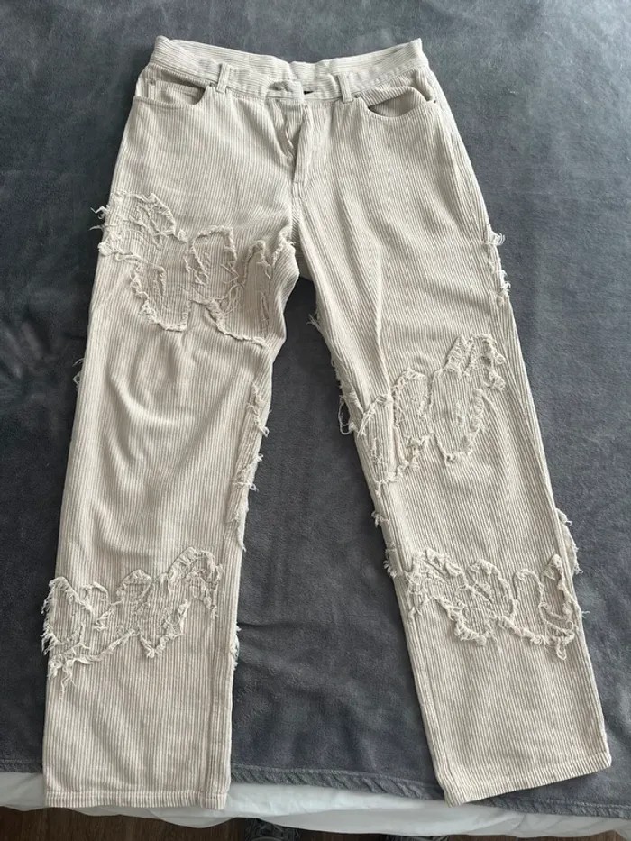 Pantalon Weyz beige T.S – Coupe droite | Style Y2K usé chic | Rare modèle