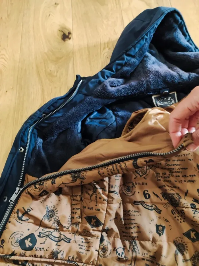 Parka bleu foncé + doudoune - 3 en 1 - 8 ans - photo numéro 12