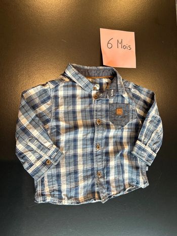 Chemise manche longue carreaux bleu