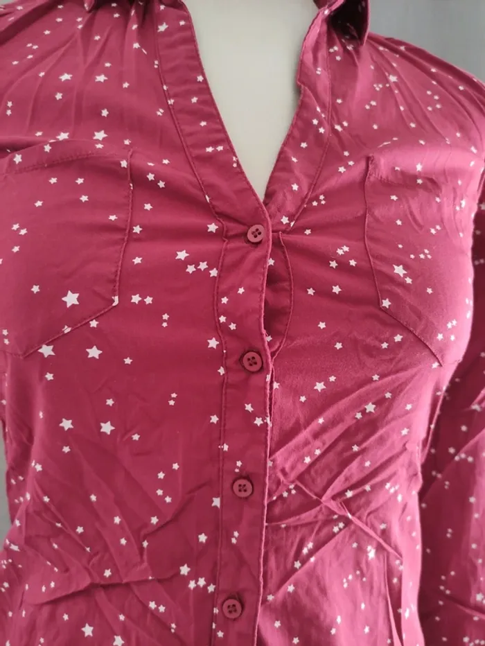 Chemise bordeaux motif étoile - photo numéro 2