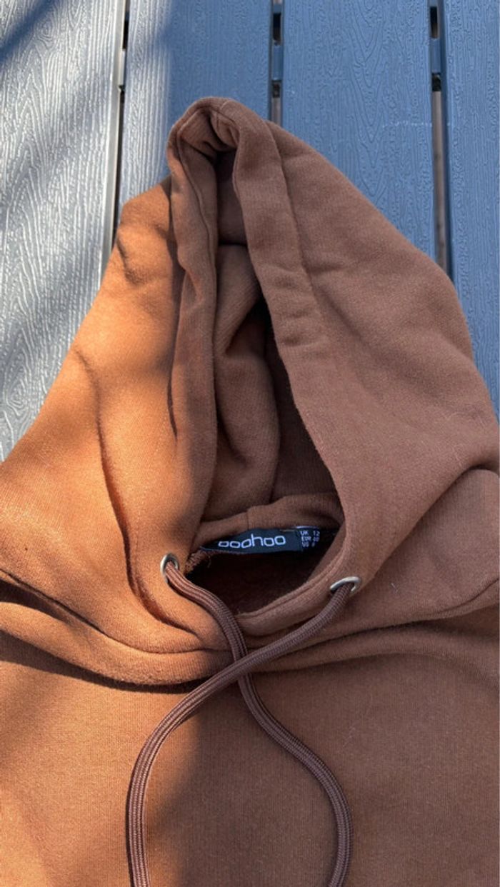 Sweat à capuche marron Boohoo femme taille L - photo numéro 2