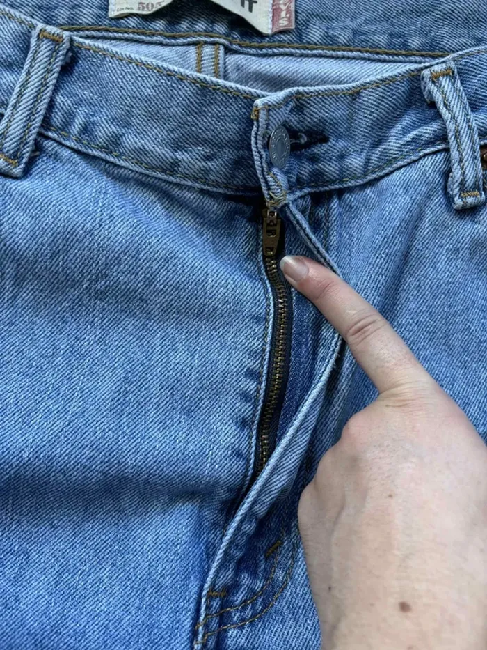 Jean Levi’s 505 Straight Fit droit Homme unisexe bleu clair taille haute 2000s Rare US W38 L32 XL48 - photo numéro 8