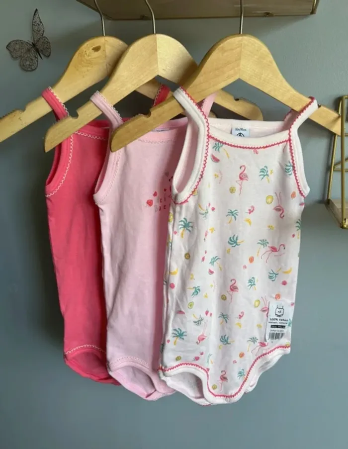 Lot de 3 bodys bretelles Petit bateau fille 36 mois neufs
