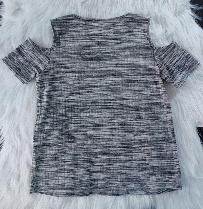 T shirt épaules dénudées gris chiné 12 ans *079 - photo numéro 2