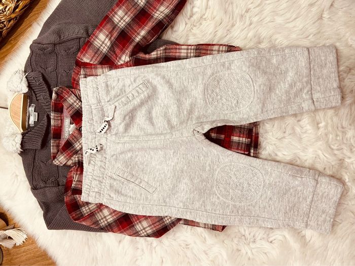 Taille 12 mois ensemble 3 pièces garçon multi marques bordeaux et gris * carreaux * 💙 - photo numéro 4