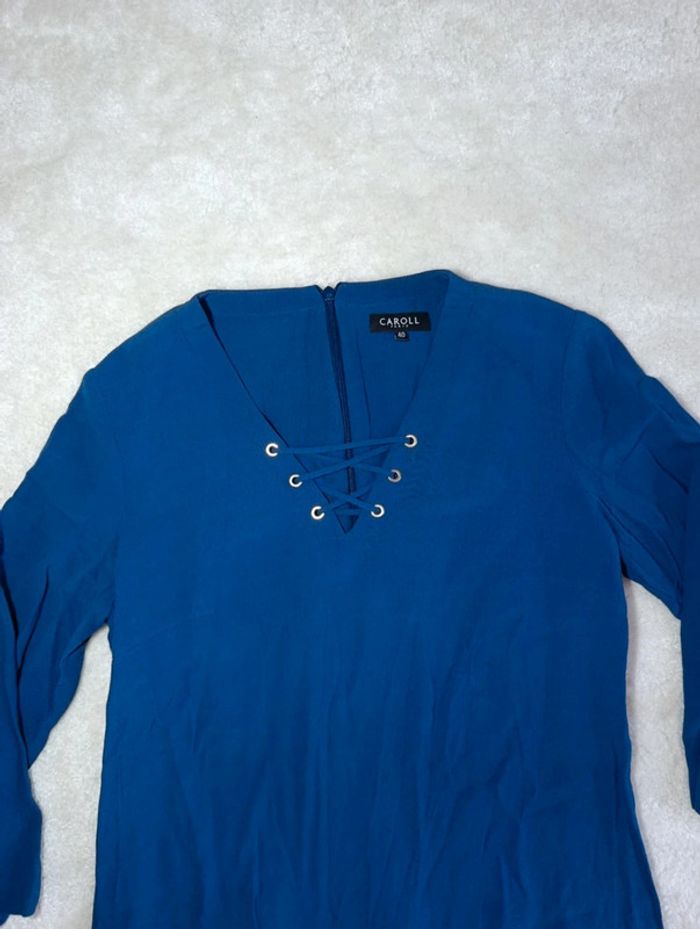Robe légère Caroll bleu 40 laçage au décolleté manches 3/4 - photo numéro 6