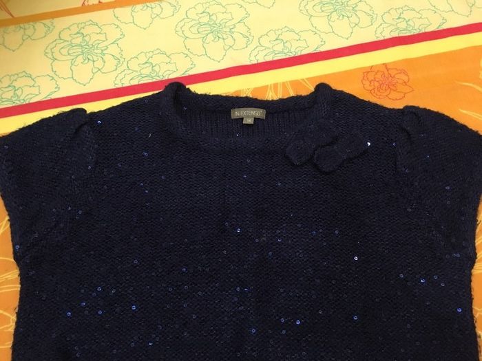 Lot 7 pièces14 ans robe bleue pailletées, gilet rose 2 débardeurs 1 tee-shirts - photo numéro 11