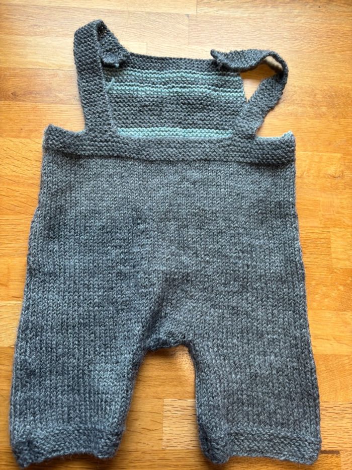 Salopette maille fait main 3 mois garçon - photo numéro 2