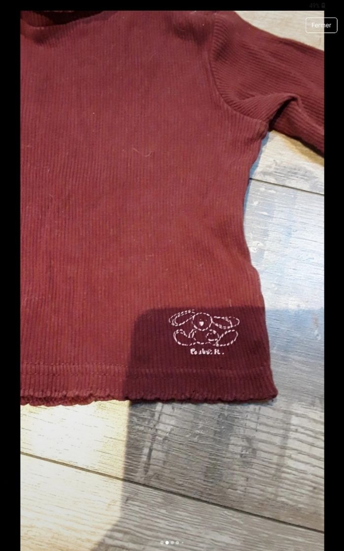 Tee shirt manche longue petit col roulé marron - photo numéro 2