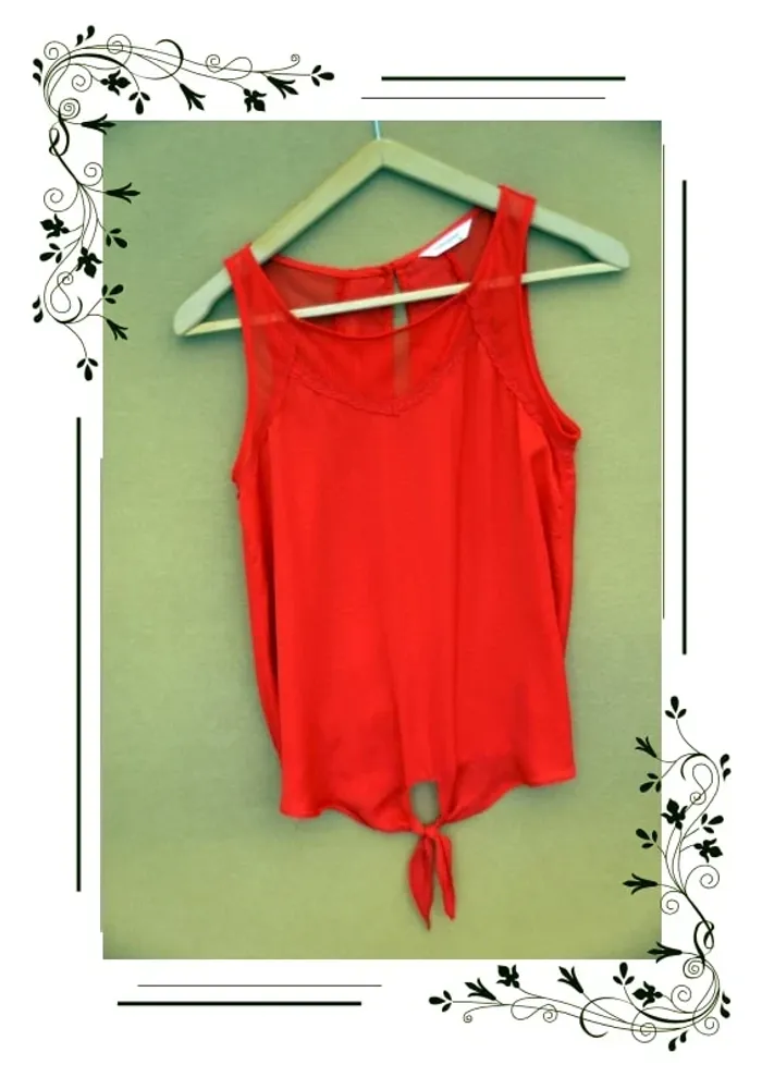 Top orange-rouge Sans manches Naf Naf Taille 38