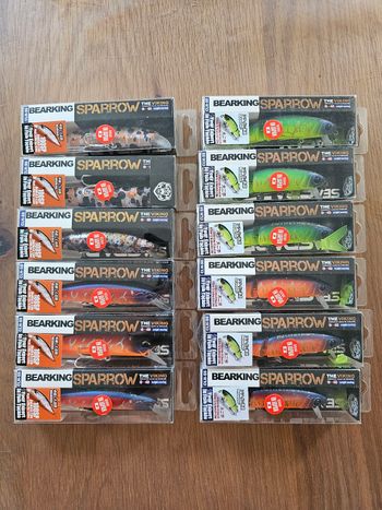 Lot de 12 leurres articulés Bearking Sparrow – Neufs – Swimbait pêche carnassier