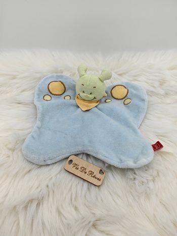 Doudou plat coccinelle papillon luciole Tex bleu vert jaune