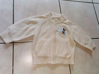 Gilet mickey 6mois beige/crème