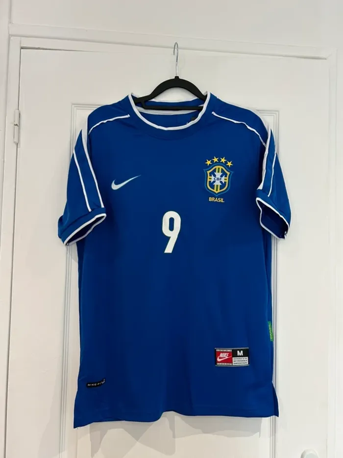 Maillot Football Brésil Retro 1998 Vintage Bleu Taille M - photo numéro 2