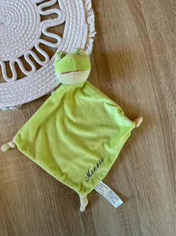 Doudou plat grenouille vert – Très bon état