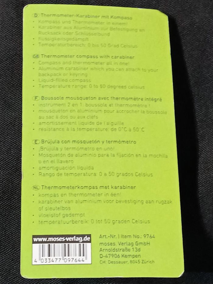 Mousqueton boussole thermomètre - photo numéro 5