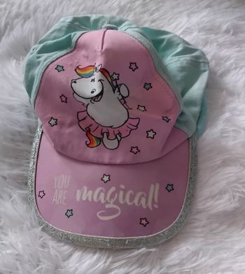 Casquette fille réglable verte pastel et rose- licorne ,brillant ,écritures