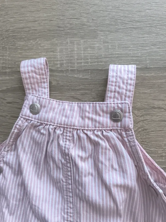 Salopette rayé rose et blanche Petit bateau 6 mois - photo numéro 2