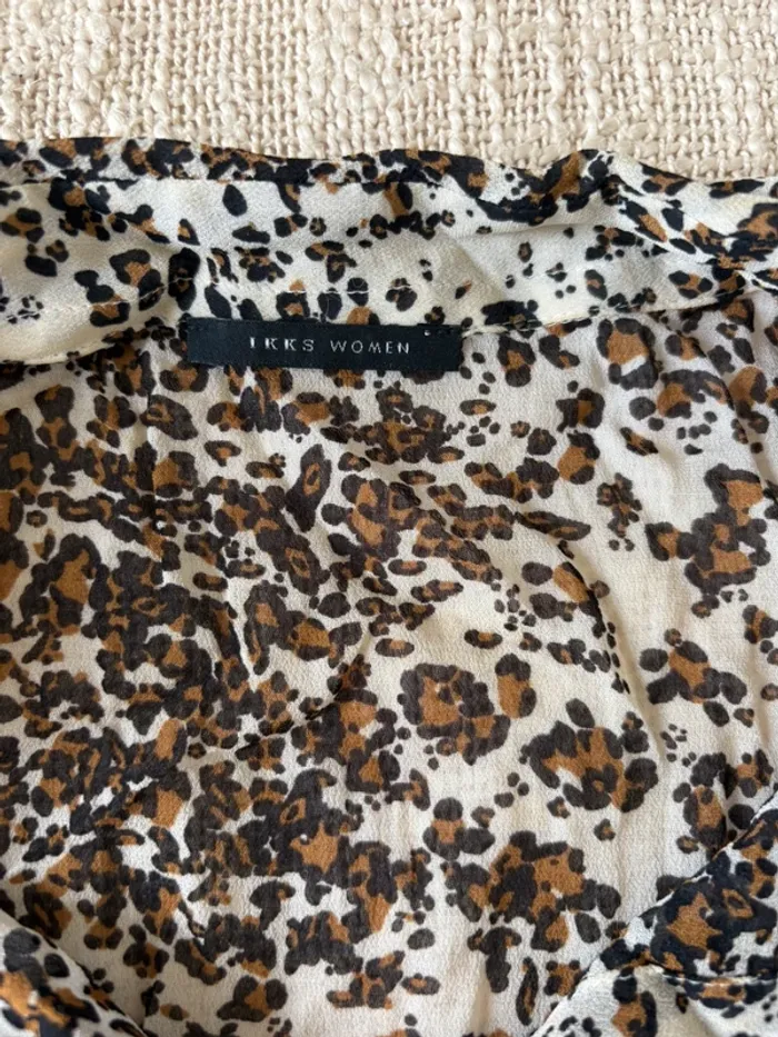 Chemise IKKS, taille 36 marron blanc - photo numéro 4
