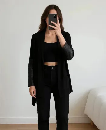 Veste gilet drapée bi-matière Maje – Taille M