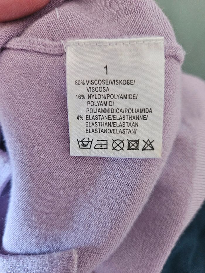 Pull col V et manches 3/4 Froggy lilas taille 1 / taille 36 - photo numéro 7