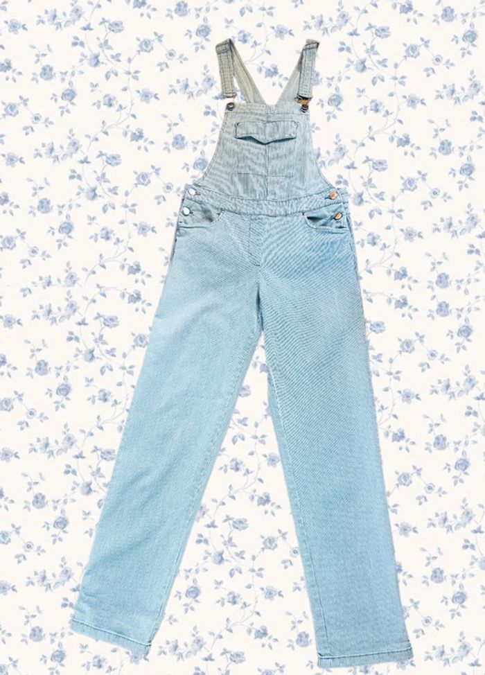 🩵Salopette longue rayée vintage 2000 Y2K white blue striped overalls🩵 - photo numéro 6