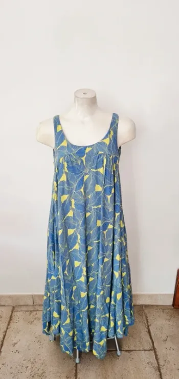 Robe longue imprimée bleu vert h&m 38