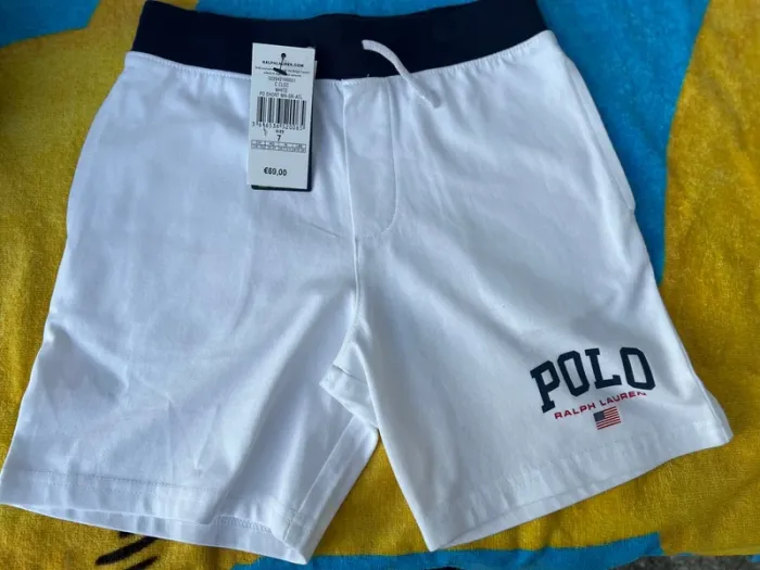 Bermuda blanc bleu polo Ralph Lauren taille 7 ans
