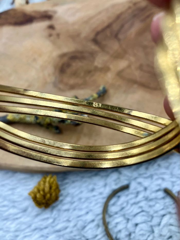 Bracelet jonc en acier inoxydable doré - photo numéro 6