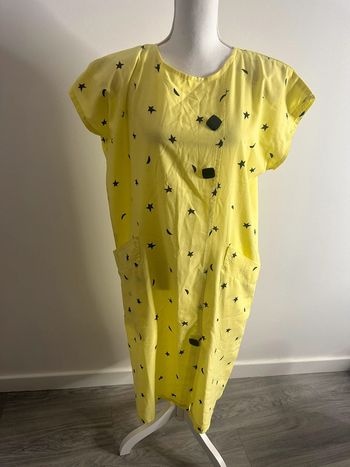 Robe longue lunes et étoiles jaune et noire Vintage T42/44