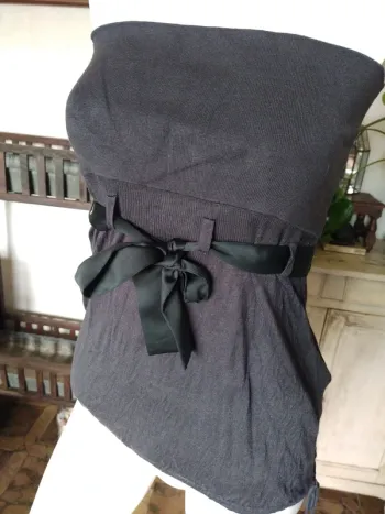 Top haut maille printemps été bustier gris ruban Kookaï
