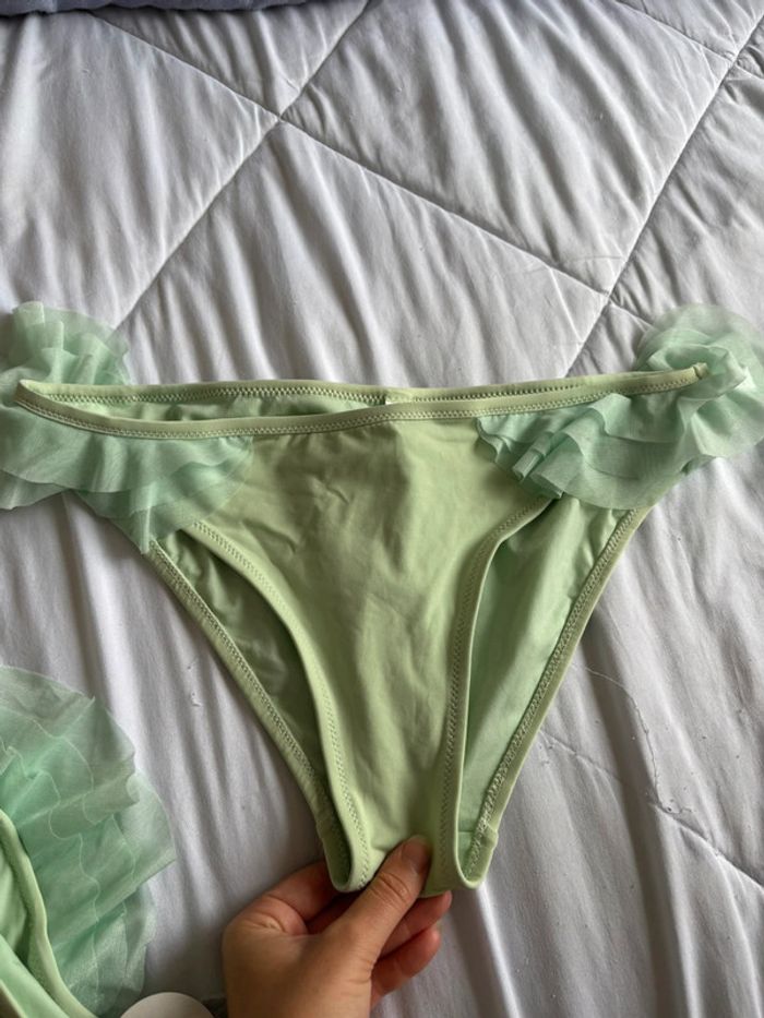 Lot 2 bas de maillot de bain bikini vert pale tulles volant Penti taille L/40 neuf avec étiquette - photo numéro 6
