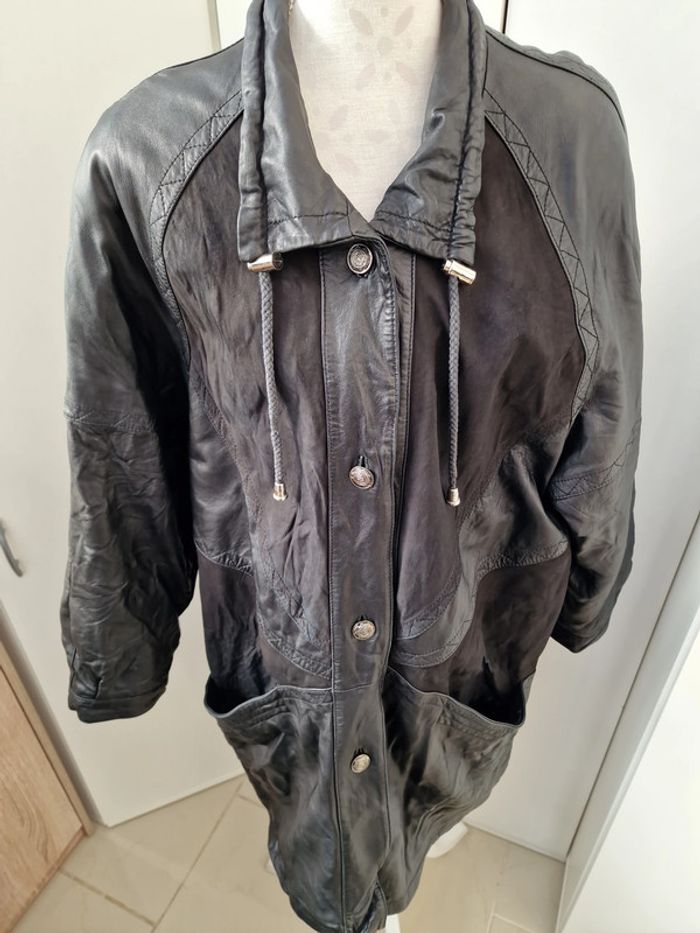 Veste Vintage Cuir Noir - photo numéro 5