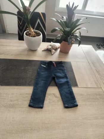 Pantalon jean doublé souple coupe slim garçon 12 mois Jean Bourget