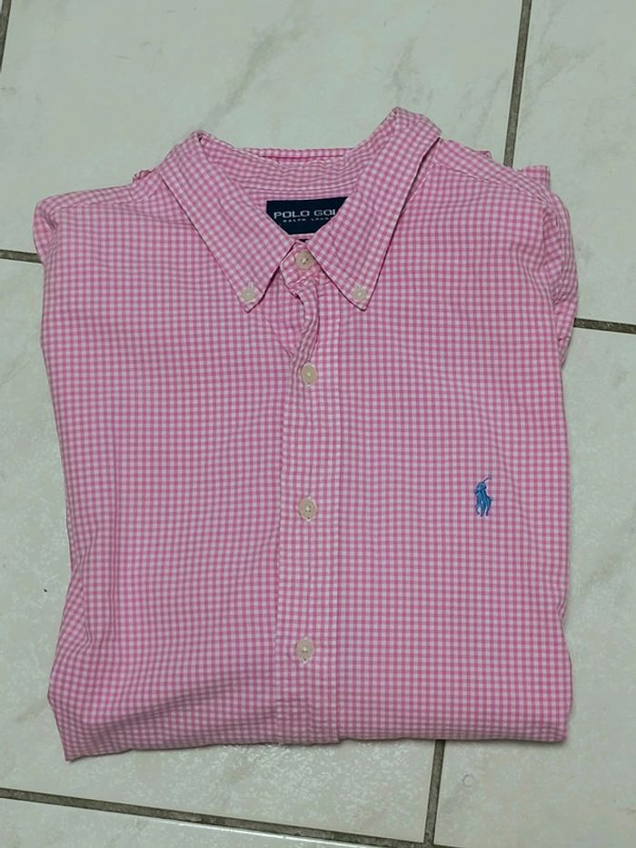 Chemise Polo Golf Ralph Lauren – Carreaux Roses & Blancs – Custom Fit – Vintage Y2K - photo numéro 9